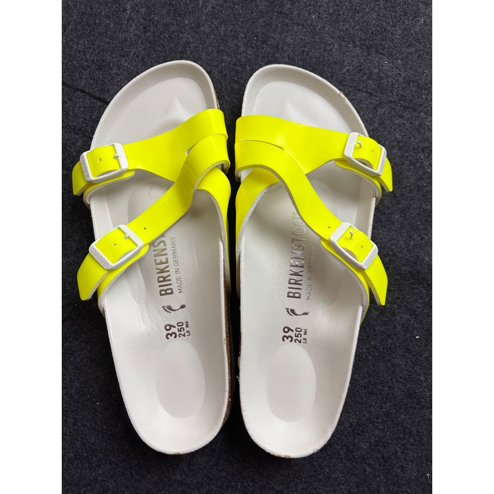 Birkenstock Salina Neon Yellow Patent Birko-Flor Sandals EU 39 US 8 L8 M6